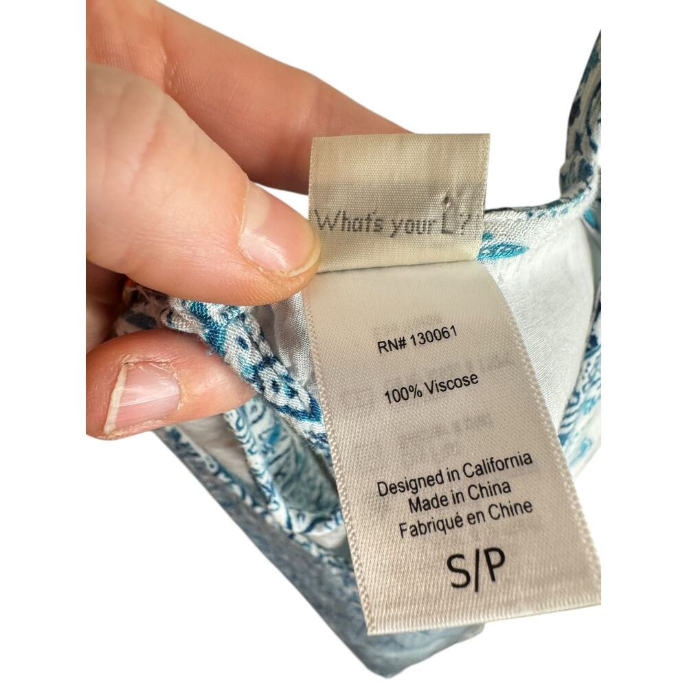 L*SPACE NWOT Girl in Motion Dress Blue Patchwork Swim Coverup Shoulder Ties Sz S - Picture 8 of 12